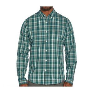 Gap Men's Long Sleeves Button Up Green Stretch Plaid Shirt Size M - NWT $49